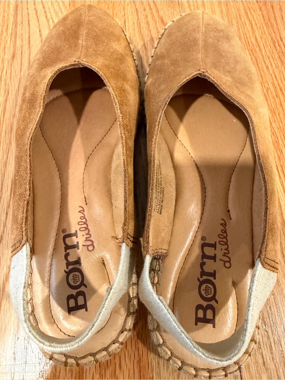 Born Women’s Tan Suede Leather Slingback Espadrille Flats Size 8M - Picture 5 of 6